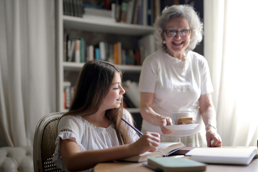 A grandmother fostering their granddaughter