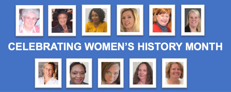 Headshots of women working for Omni with the title "Celebrating Women's History Month"