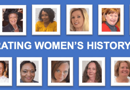 Group of diverse women celebrating Women's History Month at Omni Family of Services.
